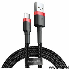Baseus Cafule Cable wytrzymały nylonowy kabel przewód USB / USB-C QC3.0 2A 3M czarno-czerwony (CATKL - ogłoszenia A6.pl