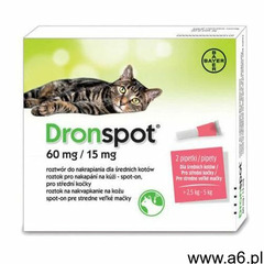 Bayer Dronspot dla średnich kotów 60 mg/ 15 mg 2 pipety odrobaczające - ogłoszenia A6.pl
