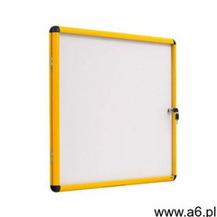 Gablota z białą magnetyczną powierzchnią, żółta ramka, 720x674 mm (6xA4) - ogłoszenia A6.pl