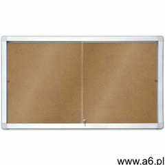 Gablota informacyjna 2x3 model 1 – wewnętrzna z przesuwanymi drzwiami korkowa 12xA4(141x70cm) - ogłoszenia A6.pl