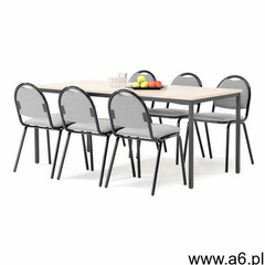 Zestaw mebli do stołówki, stół 1800x800 mm, brzoza + 6 krzeseł, szary/czarny - ogłoszenia A6.pl