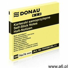 Bloczek samoprzylepny , 76x76mm, 1x100 kart., jasnożółty marki Donau eco - ogłoszenia A6.pl