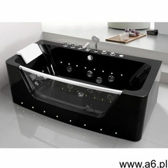 Przeszklona wanna z hydromasażem DYONA - 1-osobowa - 260 l - 85 x 170 x 58 cm - Kolor: czarny - ogłoszenia A6.pl