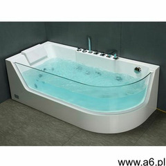 Przeszklona biała wanna z hydromasażem aria - 1-osobowa - 263 l - 80 x170 x57 cm marki Vente-unique - ogłoszenia A6.pl