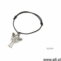 BRANSOLETKA Z ANIOŁKIEM metal amulety talizmany kolor czarny, kolor czarny - ogłoszenia A6.pl