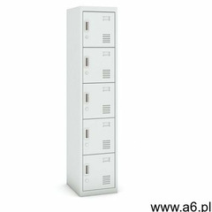 Szafka szatniowa 5-drzwiowa, zamek cylindryczny, 1800 x 380 x 450 mm, szara/szara marki B2b partner - ogłoszenia A6.pl