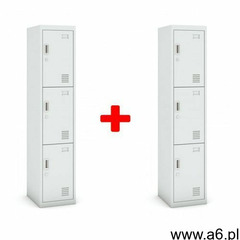 Szafka 3-drzwiowa, zamek cylindryczny, 1800 x 380 x 450 mm, szary/szary, 1+1 GRATIS - ogłoszenia A6.pl