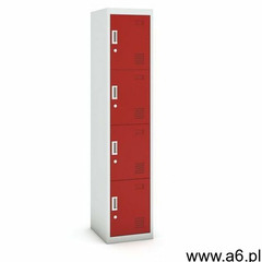 B2b partner Szafka szatniowa 4-drzwiowa, zamek cylindryczny, 1800 x 380 x 450 mm, szara/czerwona - ogłoszenia A6.pl