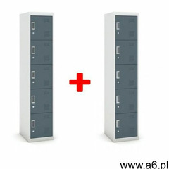 B2b partner Szafka pięciodrzwiowa, zamek cylindryczny, 1800 x 380 x 450 mm, szary/ciemnoszary, 1&#43 - ogłoszenia A6.pl