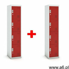 Szafka szatniowa 4-drzwiowa, zamek cylindryczny, 1800 x 380 x 450 mm, szara/czerwona, 1+1 gratis - ogłoszenia A6.pl