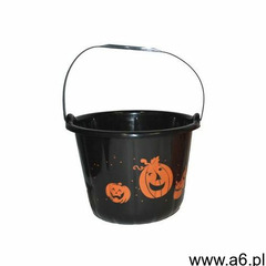 Wiaderko czarne z dyniami na halloween - 22 cm - 1 szt. marki F f - ogłoszenia A6.pl