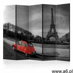 Parawan 5-częściowy - wieża eiffla i czerwony samochód ii [room dividers] marki Artgeist - ogłoszenia A6.pl
