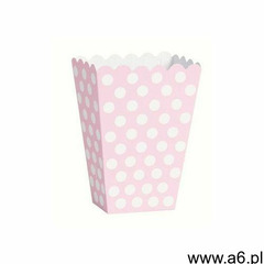 Pudełka na popcorn jasnoróżowe w białe kropki - 8 szt. (0011179592982) - ogłoszenia A6.pl