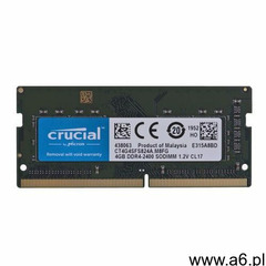 Crucial pamięć DDR4, 4Gb, 2400MHz, CL17, SRx8, SODIMM, 260pin - CT4G4SFS824A- Zamów do 16:00, wysyłk - ogłoszenia A6.pl