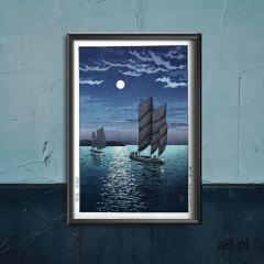 Plakatyw stylu retro Plakatyw stylu retro Łodzie nocą autorstwa Tsuchiya Koitsu - ogłoszenia A6.pl