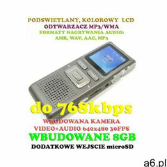 Profesjonalny Rejestrator Dźwięku (8GB) + Mikro-Kamera + Kolorowy Ekran LCD + Słuchawki  - ogłoszenia A6.pl
