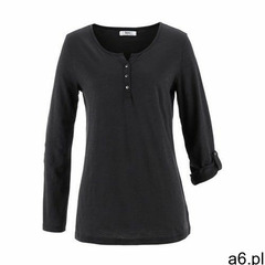Shirt bawełniany z plisą guzikową, długi rękaw bonprix czarny, bawełna - ogłoszenia A6.pl