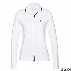 Shirt polo z bawełny pique biało-ciemnoniebieski, Bonprix, 36-58 - ogłoszenia A6.pl