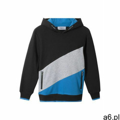 Bluza chłopięca z kapturem "colour-blocking" bonprix czarno-jasnoszary melanż - niebieski - ogłoszenia A6.pl
