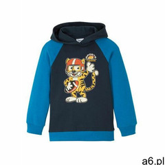 Bluza chłopięca z kapturem, bawełna organiczna bonprix ciemnoniebiesko-lazurowy z nadrukiem - ogłoszenia A6.pl