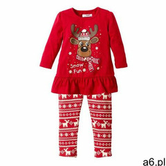Bonprix Shirt dziewczęcy bożonarodzeniowy + legginsy (2 części) czerwony - ogłoszenia A6.pl