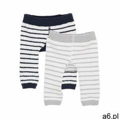 Legginsy niemowlęce z miękkiego materiału z dłuższym włosem (2 pary) bonprix biało-niebiesko-szary w - ogłoszenia A6.pl