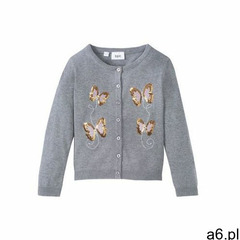 Bonprix Sweter dziewczęcy rozpinany bawełniany z cekinami jasnoszary melanż - ogłoszenia A6.pl