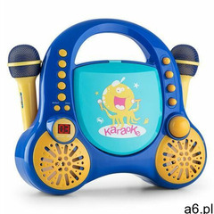 Auna Rockpocket dziecięcy system karaoke CD AUX 2 mikrofony, zestaw naklejek, niebieski (42603958616 - ogłoszenia A6.pl