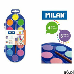 Milan Farby akwarelowe 12 kolorów 4 fluo+8 metalizowane (8411574076599) - ogłoszenia A6.pl