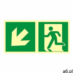 znak kierunek do wyjścia ewakuacyjnego w dół w lewo - ogłoszenia A6.pl