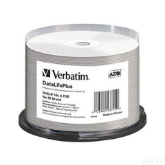 DVD-R VERBATIM 4.7GB X16 AZO DL+ printable thermal białe NO ID (50 CAKE) - ogłoszenia A6.pl