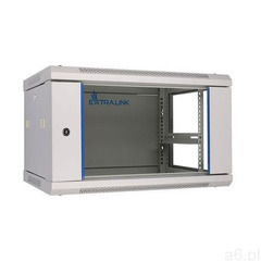 Extralink Szafka wisząca rack 6U 600x450 szara szklane drzwi - ogłoszenia A6.pl