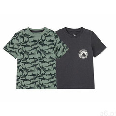 t-shirt chłopięcy z bawełny, 2 sztuki (86/92, we wzory/zielony/navy) marki Lupilu® - ogłoszenia A6.pl