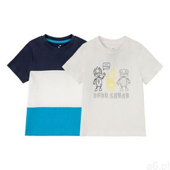 Lupilu® t-shirt chłopięcy z bawełny, 2 sztuki (110/116, niebieski/biały) - ogłoszenia A6.pl