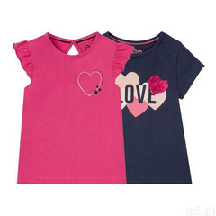 t-shirt dziewczęcy z bawełny, 2 sztuki (86/92, granatowy/różowy) marki Lupilu® - ogłoszenia A6.pl