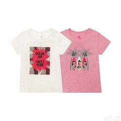 t-shirt dziewczęcy z bawełny, 2 sztuki (86/92, biały/ różowy) marki Lupilu® - ogłoszenia A6.pl