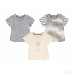 LUPILU® T-shirt niemowlęcy, 3 sztuki (62/68, Paski/szary/biały), kolor biały - ogłoszenia A6.pl