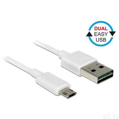 Delock Kabel usb micro-b(m)->a(m) 2.0 1m dual easy-usb biały (4043619848072) - ogłoszenia A6.pl