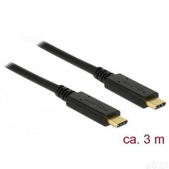 Delock Kabel usb-c m/m 2.0 3m czarny e-marker (4043619833252) - ogłoszenia A6.pl