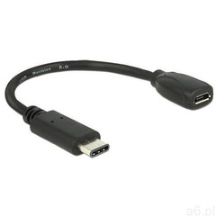 Delock Adapter usb-c(m) 2.0->usb micro-b(f) na kablu 15cm czarny - ogłoszenia A6.pl