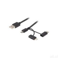 Lanberg Kabel 3in1 usb-a(m)->micro-b(m)+lightning(m)+usb-c(m) 2.0 1.8m czarny pvc (tylko  - ogłoszenia A6.pl