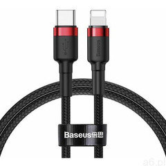 Baseus Cafule Cable wytrzymały nylonowy kabel przewód USB Typ C PD / Lightning 18W QC3.0 1m czarny-c - ogłoszenia A6.pl