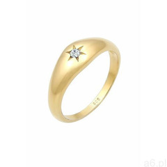 Elli Elli Pierścień Pierścień sygnetu damskiego z kryształami w 925 Sterling Silver pozłacany ring 1 - ogłoszenia A6.pl