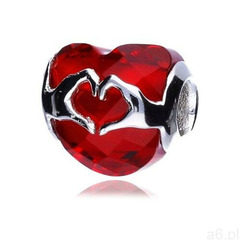 Valerio.pl Rodowany srebrny charms do pandora czerwone serce heart dłonie srebro 925 bead089-1rh - ogłoszenia A6.pl