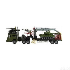 Wielka Wojskowa Ciężarówka Transportowa z Lawetą (dł. 80cm) + Czołg + Dźwig + Żolnierze  - ogłoszenia A6.pl