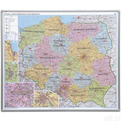 Tablica mapa officeboard – mapa administracyjna polski 102,5x120cm, płyta magnetyczna lakierowana ma - ogłoszenia A6.pl