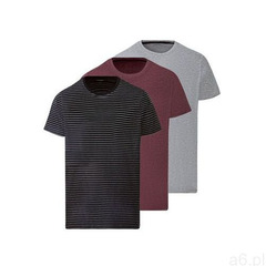 t-shirt męski z bawełną, 3 sztuki (l (52/54), szary/ czerwony/ w paski/ szary) marki Livergy® - ogłoszenia A6.pl