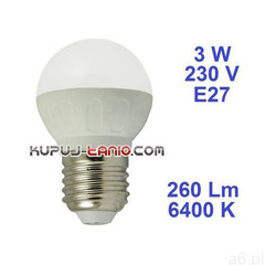 Żarówka kulka G45 E27 3W zimna 6000K, 175917 - ogłoszenia A6.pl