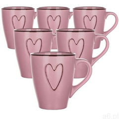 Banquet Kubek ceramiczny HEART 310 ml, 6 szt, różowy (8591022535790) - ogłoszenia A6.pl