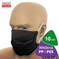 10x Profesjonalna maseczka ochronna CC150 BLACK włókna PP i PES - ogłoszenia A6.pl